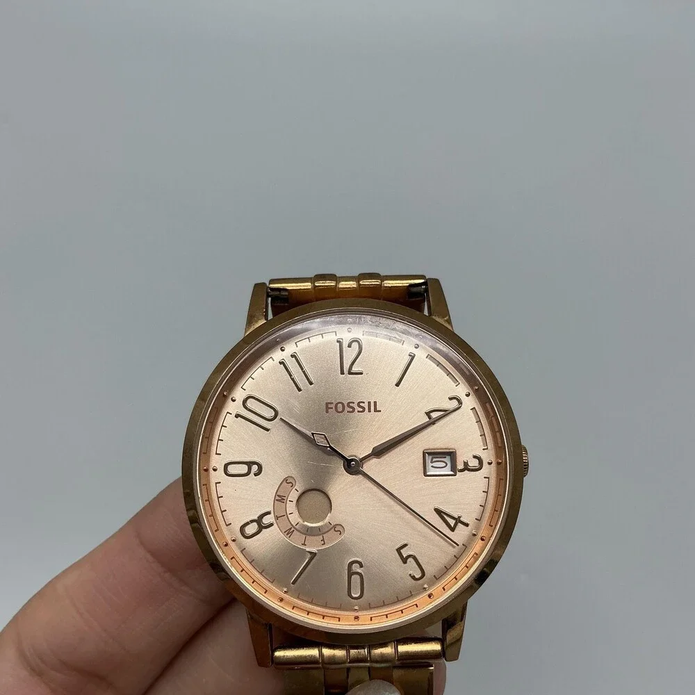 Fossil Muse ES3789 Womens Watch 40mm Rose Gold Tone Bracelet Date New Battery 6